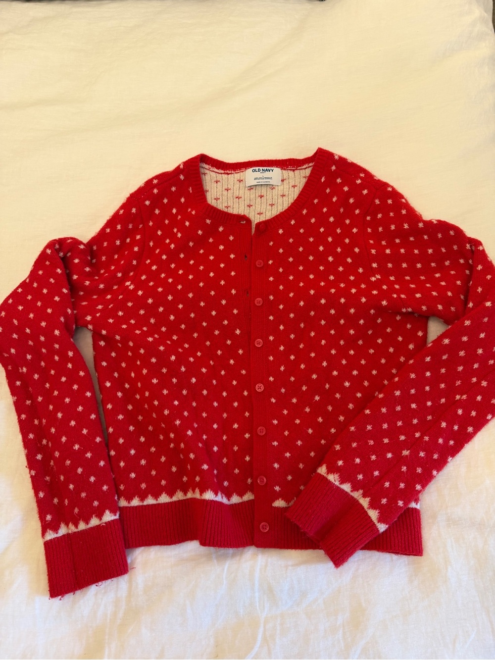 Old Navy Red Fair Isle Button-Up Cardigan